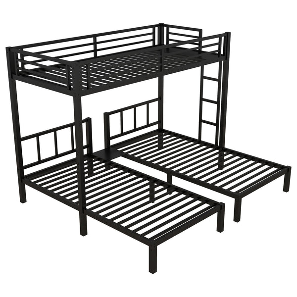 English Elm Twin Triple Bunk Bed Metal L-shaped Frame Sleeps Three Kids White Finish W1580S00438