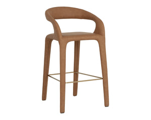 Sunpan ATIKA Barstool in Milliken Cognac - Modern Comfort with Sculptural Design for Stylish Dining Spaces 112760