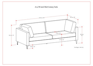 English Elm Ava 90 Inch Mid Century Sofa with Eco Performance Fabric, Plush Cushions, Durable Wood Frame Cream B136P199269
