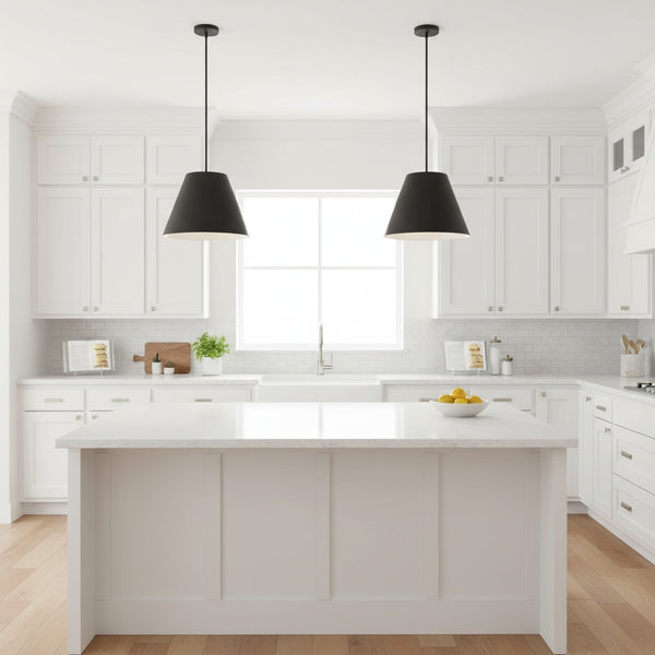 English Elm 16 Inch Sculptural Matte Pendant Light with Etched Glass Diffuser for Kitchen or Dining Black B370P403644