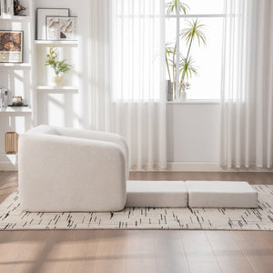 English Elm 40" Chenille Cloud Floor Chair Convertible Sleeper Sofa Lounge for Dorm Apartment Bedroom Ivory W3118P388895