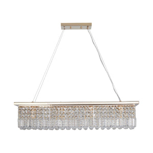 English Elm Modern Crystal Chandelier Rectangular 8-Light Raindrop Pendant for Kitchen Island Dining Room Gold W2312P368689