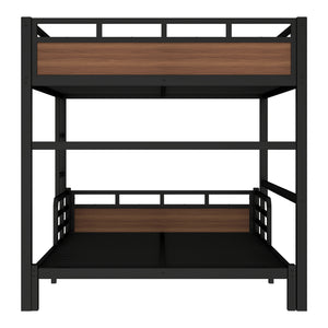 English Elm Twin Xl Solid Pine Loft Bed with Built-in Led Lighting and Storage Shelves Walnut W1580S00504