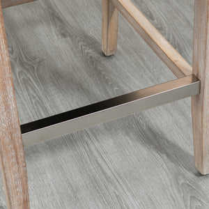 English Elm HOMCOM 26.75" Counter Height Bar Stools Set of 2 Beige Linen Cushioned Seats Solid Wood Legs, 264 lb W2225P173997