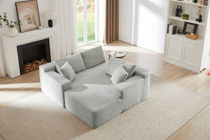 English Elm L-Shaped Cloud Sectional Sofa - Plush Modular Sleeper, No Assembly, Light Grey Comfort For Any Space W2339P306766
