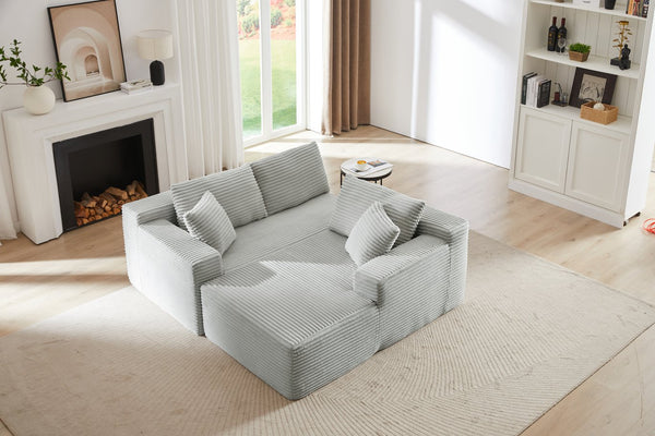 English Elm L-Shaped Cloud Sectional Sofa - Plush Modular Sleeper, No Assembly, Light Grey Comfort For Any Space W2339P306766