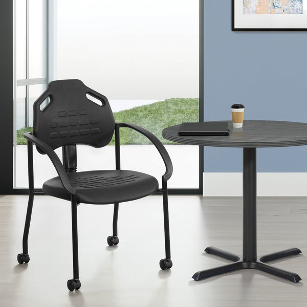 OSP Home Furnishings Guest Chair with Urethane Shell Lumbar Support and Casters for Office Reception Areas KH81392