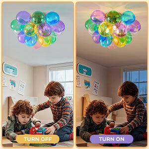 English Elm Colorful 15" Glass Bubble Ceiling Light Multicolor Swirled Pendant with Gold Base, Cozy Dimmer-Friendly Fixture W2869P218648