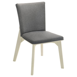 English Elm Grey Upholstered Dining Chair Set of 2 - Plush Gray Fabric, Distressed White Angular Base, Modern Comfort B011P298241