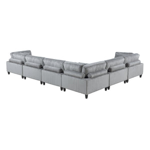 English Elm 6Pc Modular Sectional Set - Cozy Gray Corduroy Upholstery, Flexible Layout, Plush Pillows & Comfort B011S01564