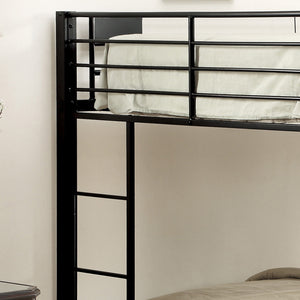 English Elm Sandy Metal Bunk Bed with XL Full Top, Built-In Side Ladder, Full Guard Rail, Sandy Black Finish Durable B062S00523