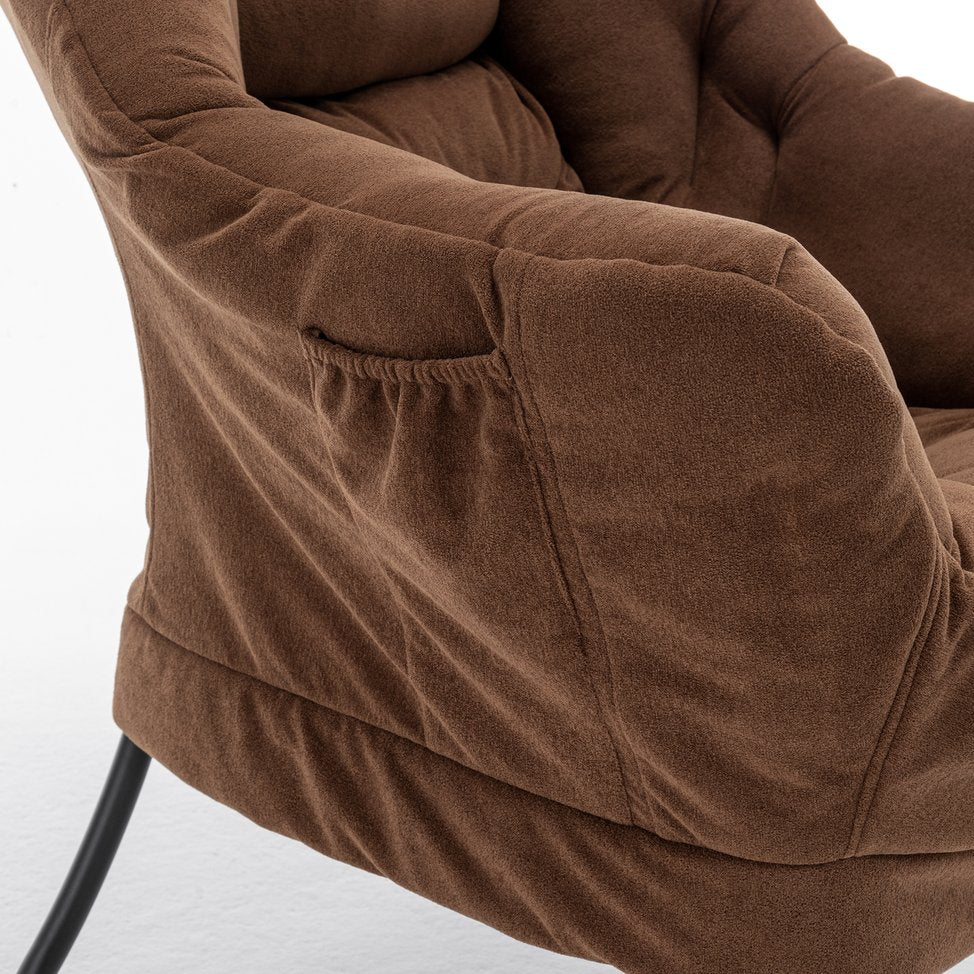 English Elm Accent Recliner Chair With Ottoman – Stylish Velvet Lounge Seat For Living Room, Bedroom & Office T3903P372940