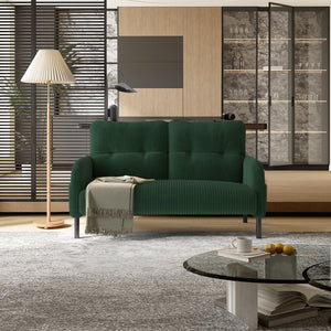 English Elm United We Win Corduroy Two Seat Sofa with Lumbar Support and Built in Storage Pockets Emerald W1568P386169