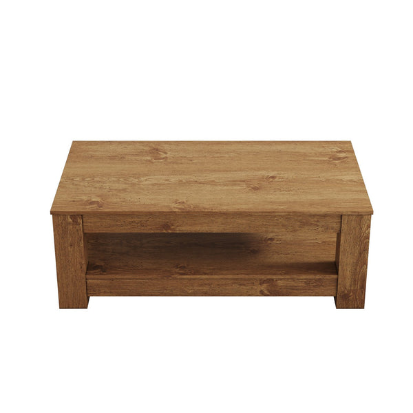 English Elm A Modern Two-tier Mdf Coffee Table with Open Shelf for Living Room Storage W3875P392271