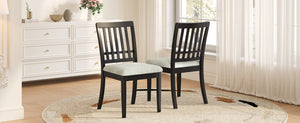 English Elm 2-piece Scandinavian Rubberwood Dining Chair Set with Curved Backrest and Padded Fabric Seat Black N752P405934B