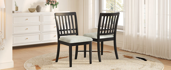 English Elm 2-piece Scandinavian Rubberwood Dining Chair Set with Curved Backrest and Padded Fabric Seat Black N752P405934B