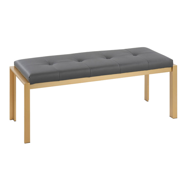 English Elm Contemporary Gold Frame Upholstered Bench Padded Faux Leather Seat for Entryway B202S01158