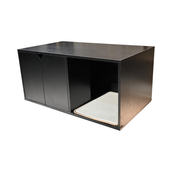 English Elm 35.83" Modern Black Cat Litter Box Enclosure with Durable PB/MDF Build and Corrugated Scratch Pad W1412P271585