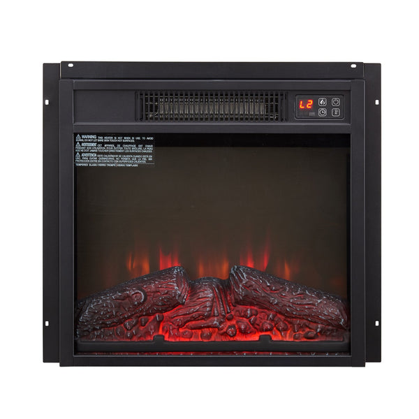 English Elm Electric Fireplace Insert Slim 1400w Heater with Adjustable Led Flame and Log Set W1758107430