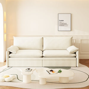 English Elm 4-Seat Convertible Sleeper Sofa Bed Chenille Upholstery Deep Seat Storage USB Port Modern Pull-Out Beige+White W1885S00214