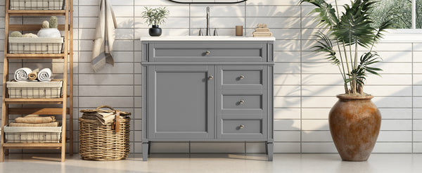 English Elm 36'' Modern Bathroom Vanity With Durable Sink, 2 Drawers & Tip-Out Tray For Stylish Storage Solutions N710S136004E