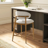 English Elm Locke 26.5" Modern Upholstered Counter Stool With Wood Frame, Salt & Pepper Boucle