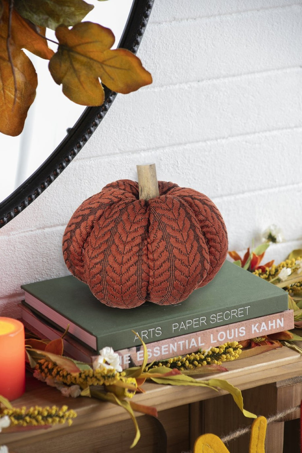 English Elm Set Of 2 Orange Fabric Pumpkins – Cozy Autumn Decor For Thanksgiving, Harvest Festivals & Home Styling W2078P375842-GIGA