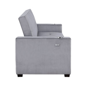 English Elm Modern Velvet Tufted Sleeper Sofa with Storage Cup Holders and Usb Charging Ports B011P256229