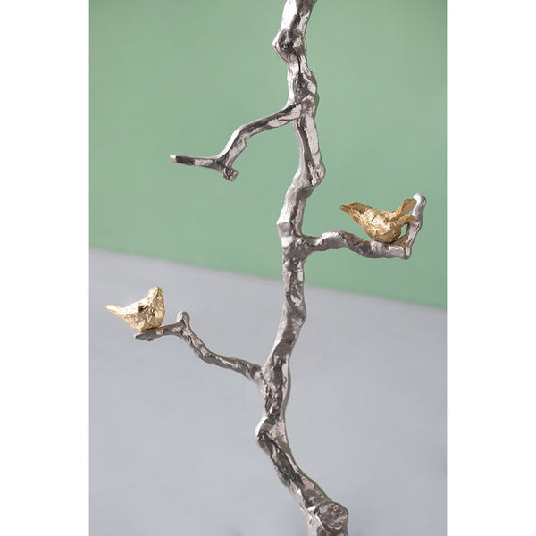 English Elm 16.9x16.9x28" Round Aluminum Side Table Sculptural Bird Branch Art Deco Accent W2078P485329