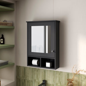 English Elm Poston Melamine Medicine Cabinet with Mirror Door, Black — 29"H x 20.9"W x 6.6"D, Modern Storage Solution B128P237157