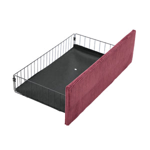 English Elm UNITED Corduroy L-Shaped Sectional Sofa with Storage Ottoman, USB Ports, Cup Holders & LED Lighting WINE RED W1568P332410