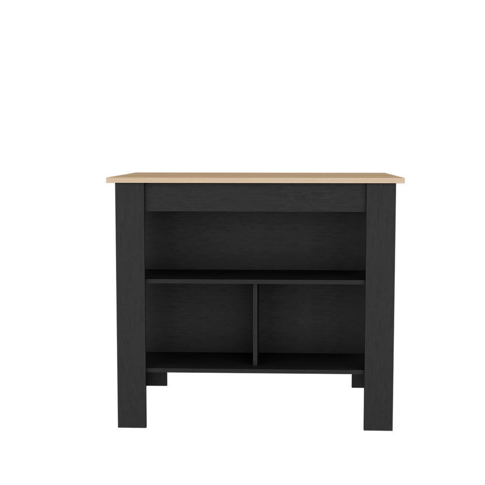 English Elm Kitchen Island Ada Black & Light Pine – Compact 35.4"H x 40.5"W Kitchen Cart with Spacious Shelves, Durable Engineered Wood Storage Organizer B092P228577