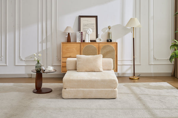 English Elm Compression Convertible Floor Sofa Bed - Chenille Single Seater Modular Couch For Small Spaces W3723P345640