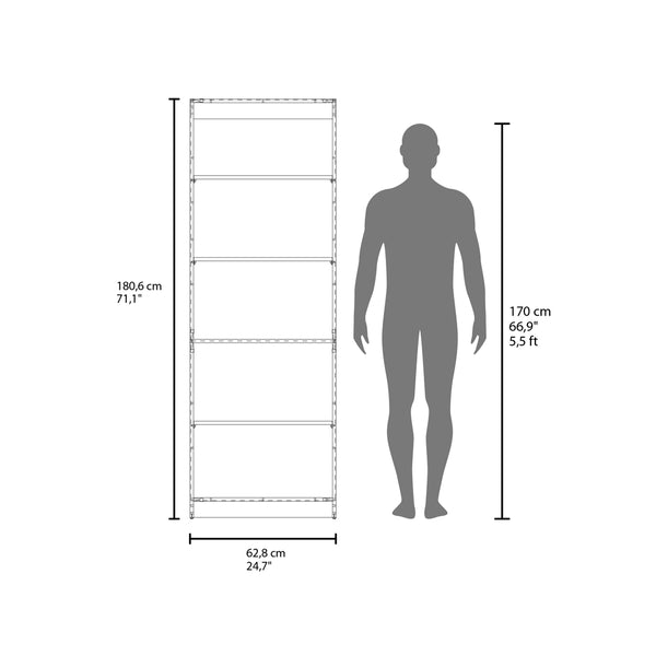 English Elm Bookcase 4-Shelves Benzoni - Stained Walnut Finish, Modern Design For Home & Office Storage Solutions B092P386505