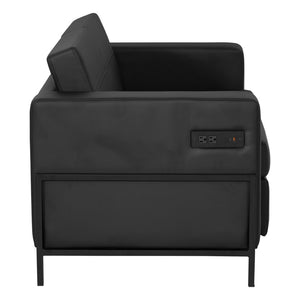 OSP Home Furnishings Arctic Two Seat Faux Leather Reception Lounge Chair with Usb Charging Modern Frame Loveseat ARCT52-U65