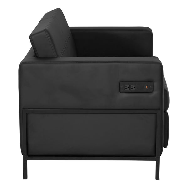 OSP Home Furnishings Arctic Two Seat Faux Leather Reception Lounge Chair with Usb Charging Modern Frame Loveseat ARCT52-U65