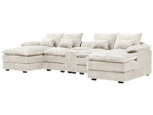 English Elm 120-inch Modular U-shaped Sectional Woolen Sofa with Usb Console Six Seat Living Room W2564S00103