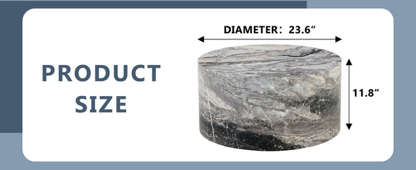English Elm Simple Marble Top Round Coffee Table with Natural Veining for Modern Living Rooms Gray W1151P385649