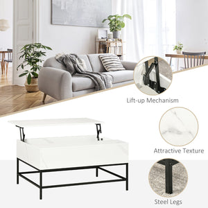 English Elm Nordic Lift Top Coffee Table with Hidden Storage and Marble Finish for Living Room T3971P406017