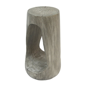 English Elm Christopher Knight Home® - Outdoor Side Table - Sculptural Hollow Design, Lightweight Concrete With Wood-Like Finish For Patio Use N770P291496G