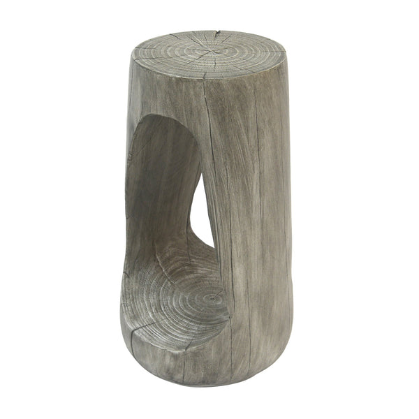 English Elm Christopher Knight Home® - Outdoor Side Table - Sculptural Hollow Design, Lightweight Concrete With Wood-Like Finish For Patio Use N770P291496G
