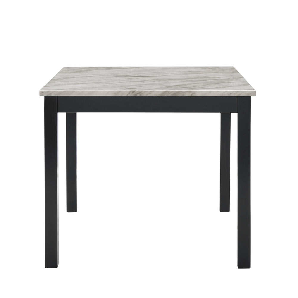 English Elm 5Pc Counter Height Dining Set – Chic White Faux Marble Table & Elegant Black Velvet Chairs For Stylish Dining B011P243224