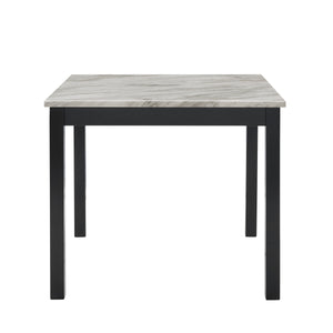 English Elm 5Pc Counter Height Dining Set – Chic White Faux Marble Table & Elegant Black Velvet Chairs For Stylish Dining B011P243224