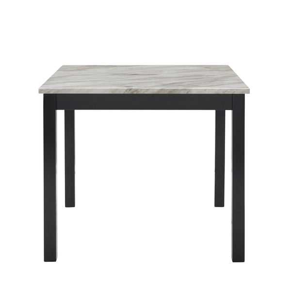 English Elm 5Pc Counter Height Dining Set – Chic White Faux Marble Table & Elegant Black Velvet Chairs For Stylish Dining B011P243224
