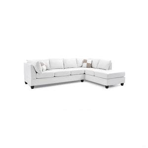English Elm Malone Sectional Sofa - Modern White Pu Upholstery, Customizable Layout, Durable Comfort & Style! B078S00065