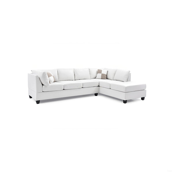 English Elm Malone Sectional Sofa - Modern White Pu Upholstery, Customizable Layout, Durable Comfort & Style! B078S00065