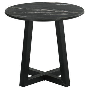 English Elm Enlow Black Round Marble-Like End Table - Modern Design With Scratch-Resistant Top & Solid Base B062P299965