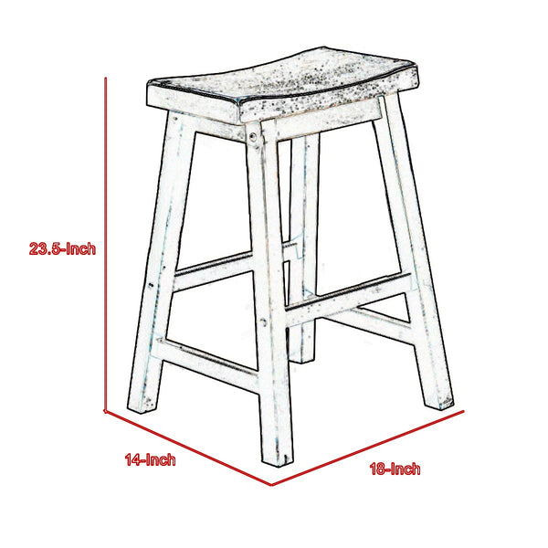 English Elm 24" Solid Wood Saddle Seat Backless Counter Stool Rustic Warmth Set of Two Black B056P417112