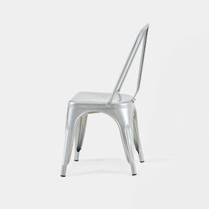 English Elm Set Of 4 High Gloss Silver Metal Dining Chairs - Stackable, Lightweight, Easy To Clean For Home & Cafe B347P383375-GIGA