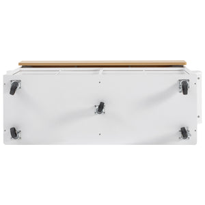 English Elm K&k Fluted Rolling Kitchen Island Faux Marble Top Power Outlet Storage Drawers White N707P353934W